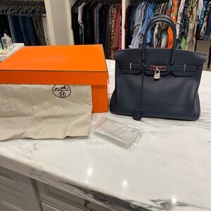 Hermès Bleu Nuit/ Oran  Interior Handbag 35